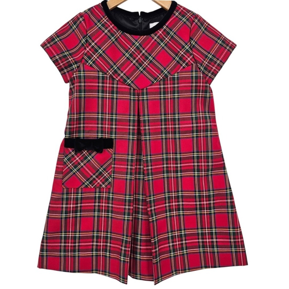 Florence Eiseman Girls 4 Tartan Plaid‎ Dress With Pleat And Bow